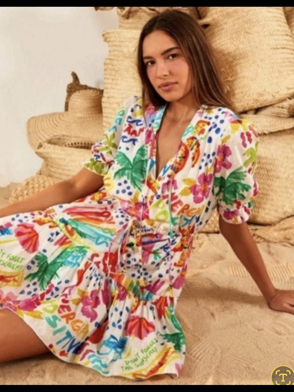 FARM Rio White Good Vibes Mini Dress